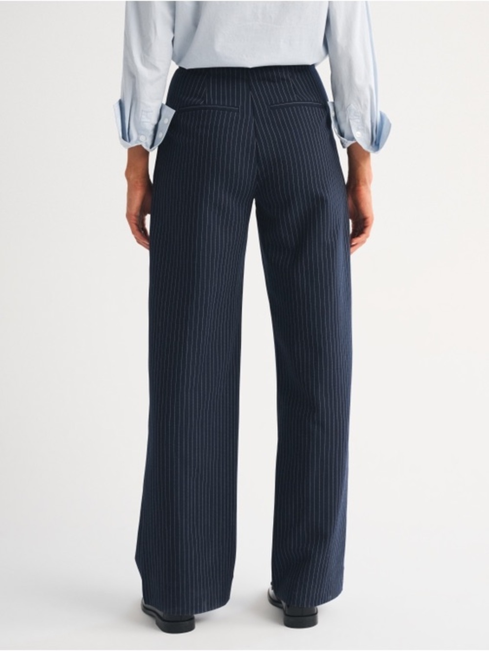 NEW Abercrombie & Fitch Sloan Tailored Wide Leg Blue indigo striped Pants 28 - Picture 4 of 14